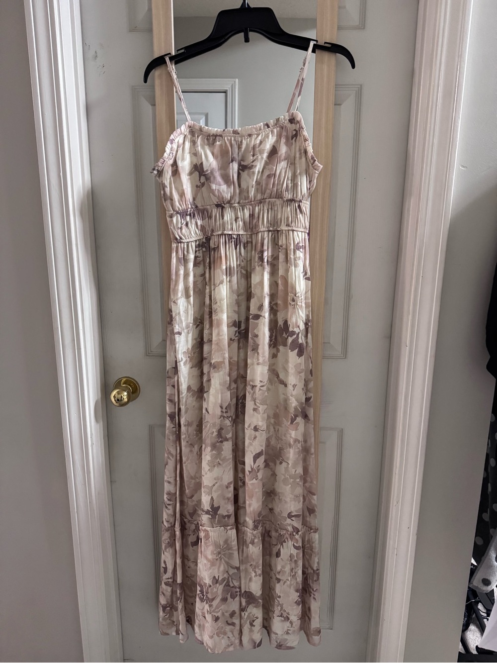 Pink Rose Beige and Mauve Floral Maxi Dress nwt